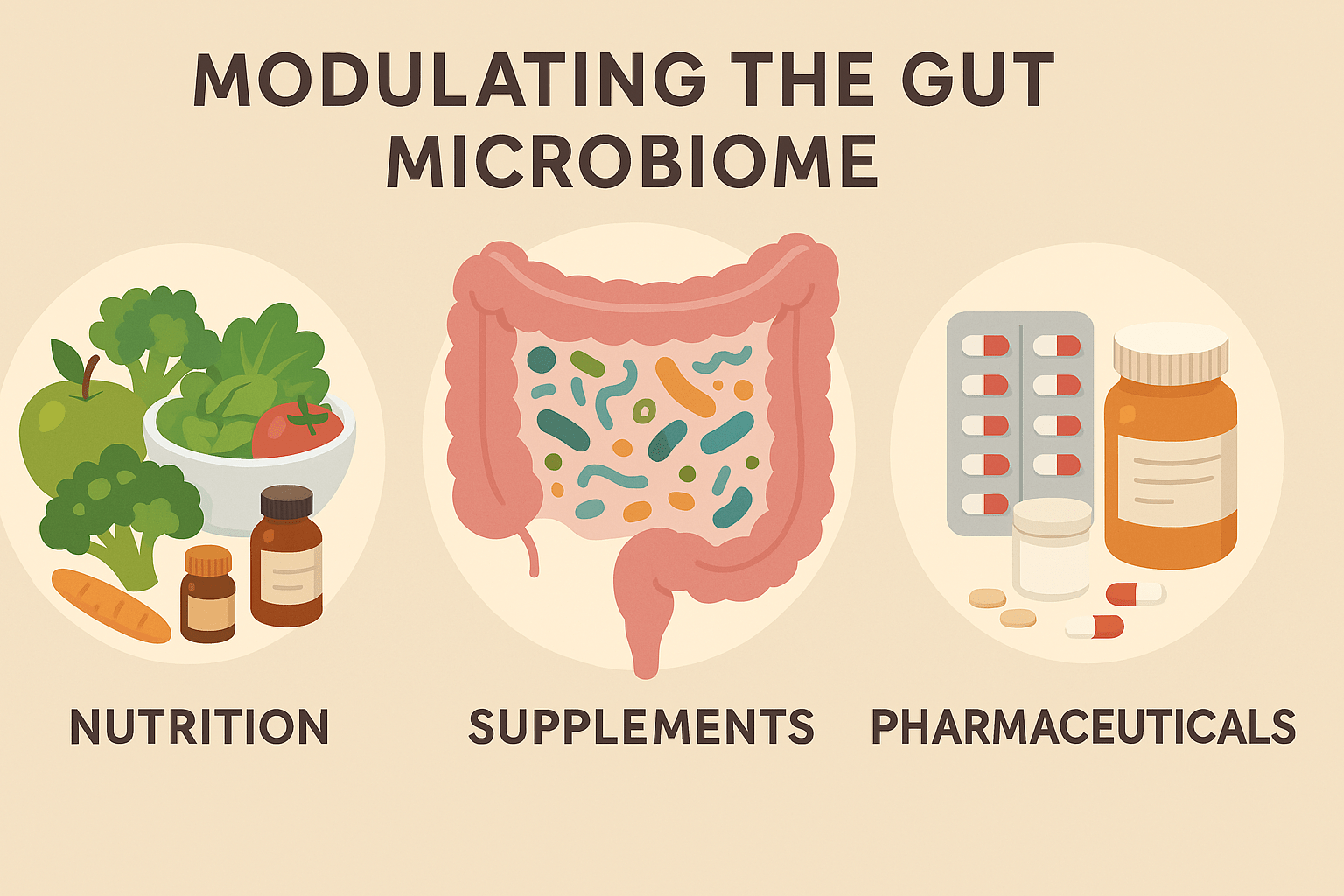 Modulating the gut microbiome with nutrition, food supplements or pharmaceutical pills? - InnerBuddies