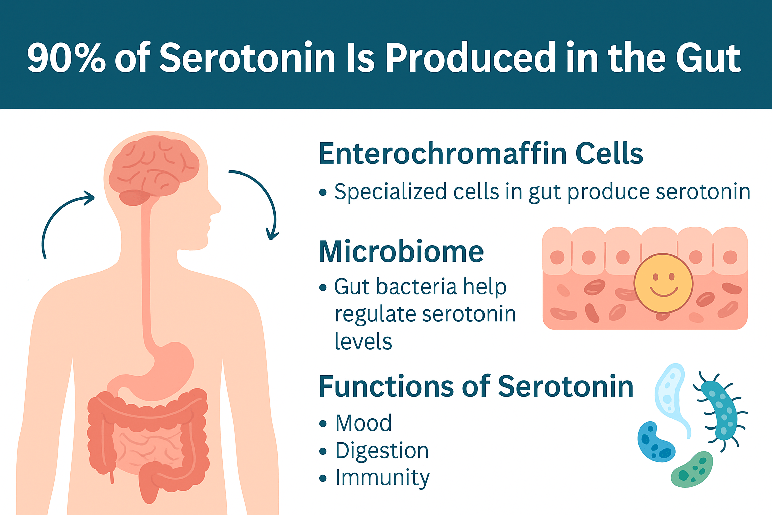 The Second Brain: How 90% of Your Body’s Serotonin Is Made in the Gut - InnerBuddies