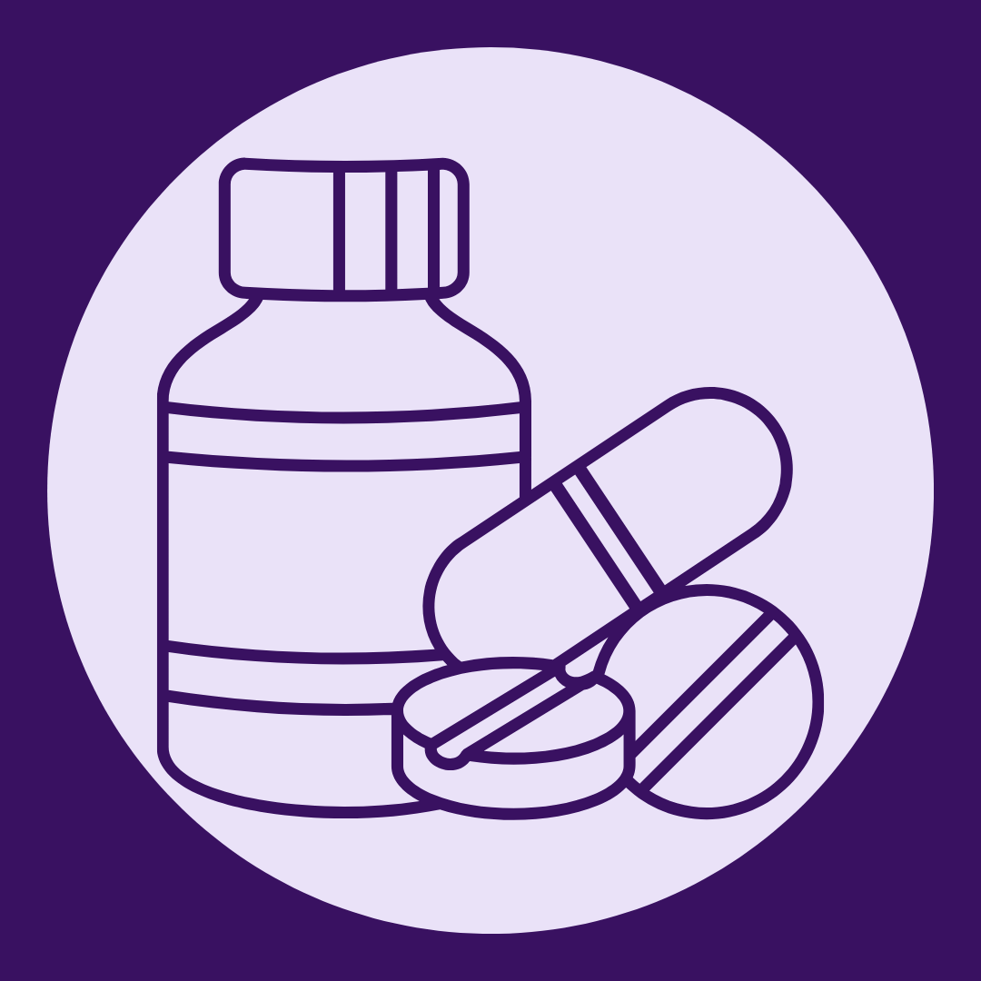 Icon of a supplement bottle and pills representing InnerBuddies Personalised Supplement Advice