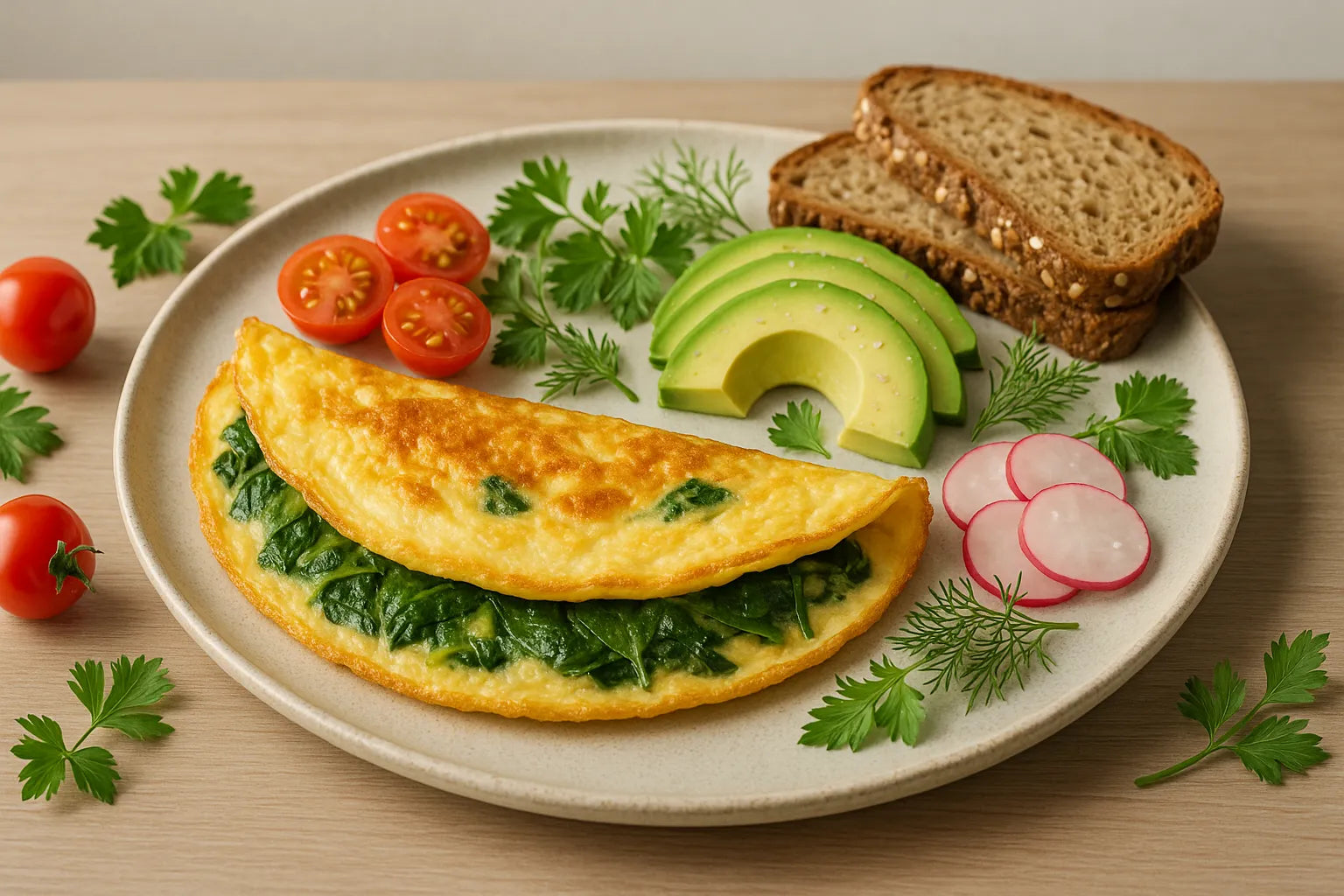 15-minute omelet with spinach