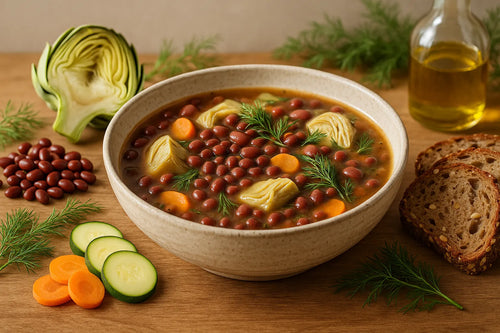 Adzuki Bean and Artichoke Soup with Dill