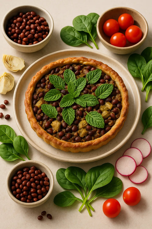 Adzuki Bean and Artichoke Sourdough Tart with Mint