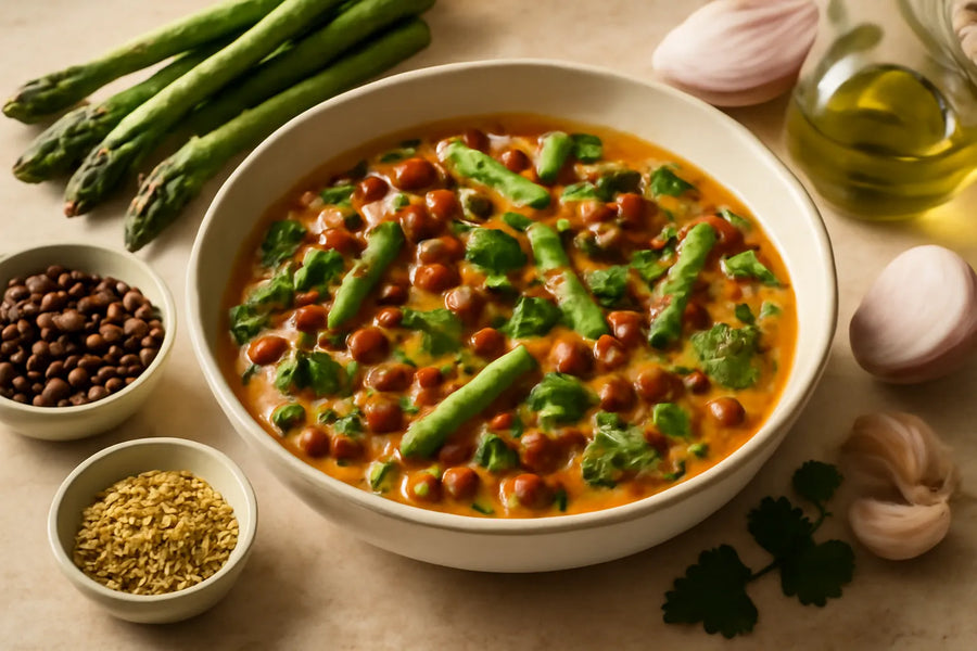 Adzuki Bean Asparagus Curry with Fennel Seed