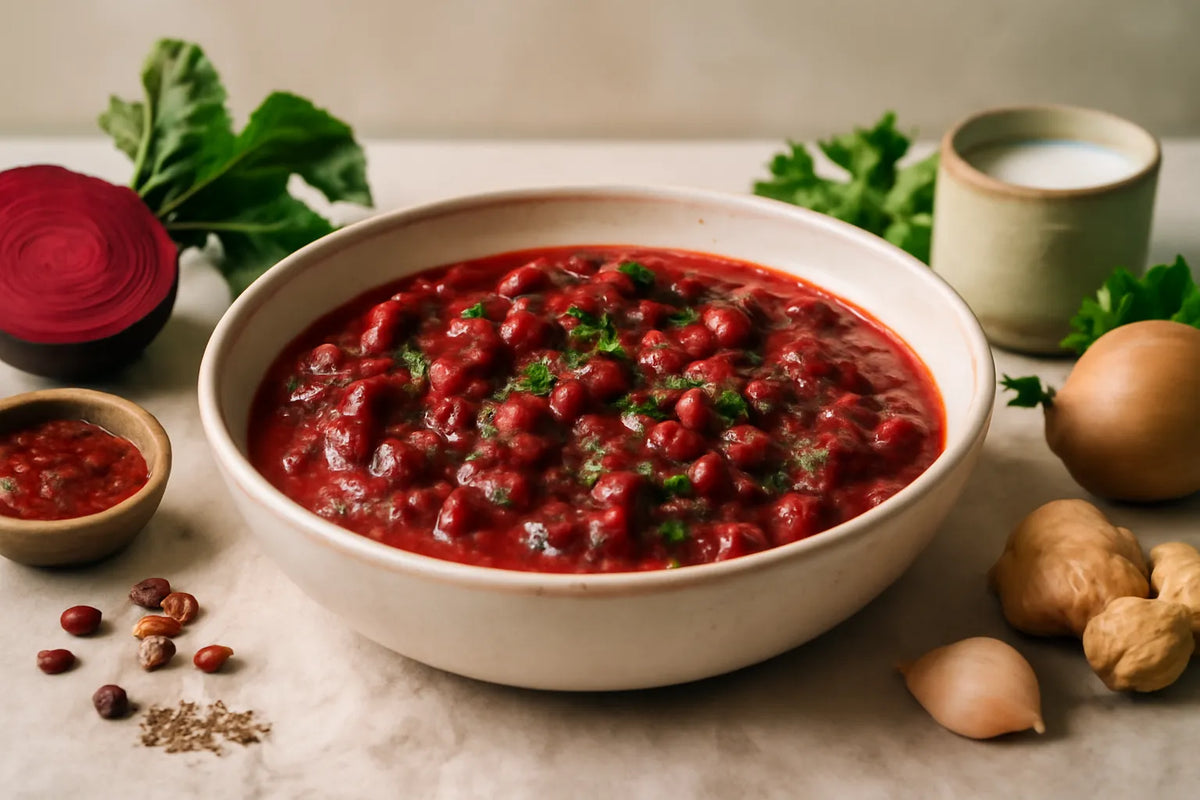Curry de haricots azuki et de betterave à la harissa