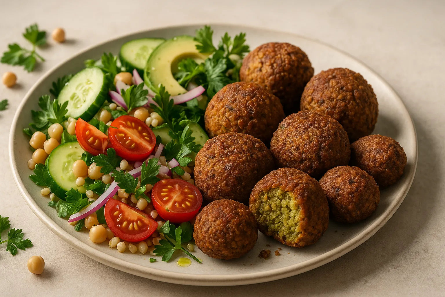 Air fryer falafel with salad