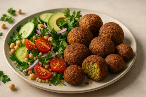 Air fryer falafel with salad