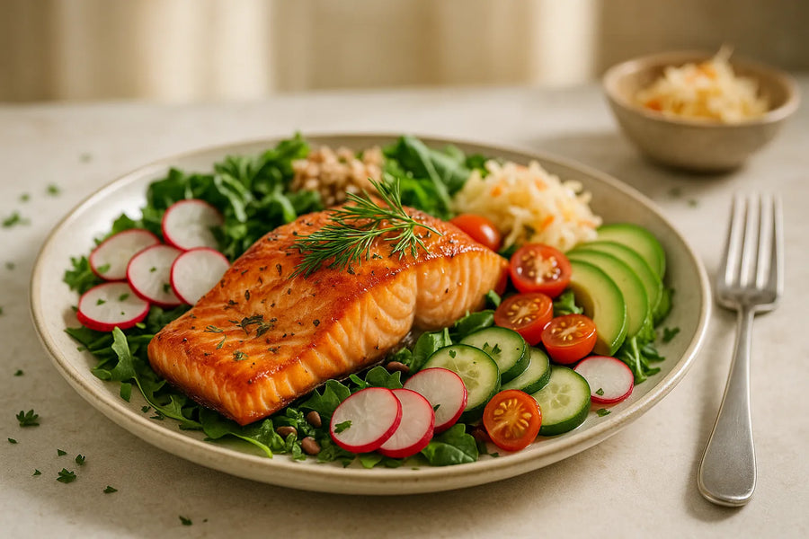 Air fryer salmon with dill