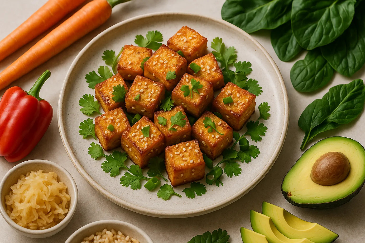 Air fryer tofu with sesame
