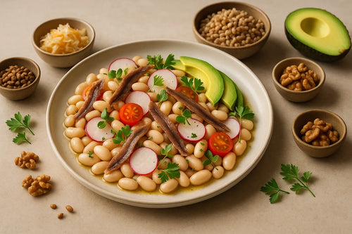 Ensalada de alubias blancas con anchoas