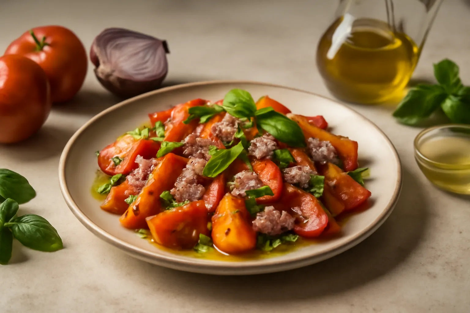 Salade andalouse de tomates au thon