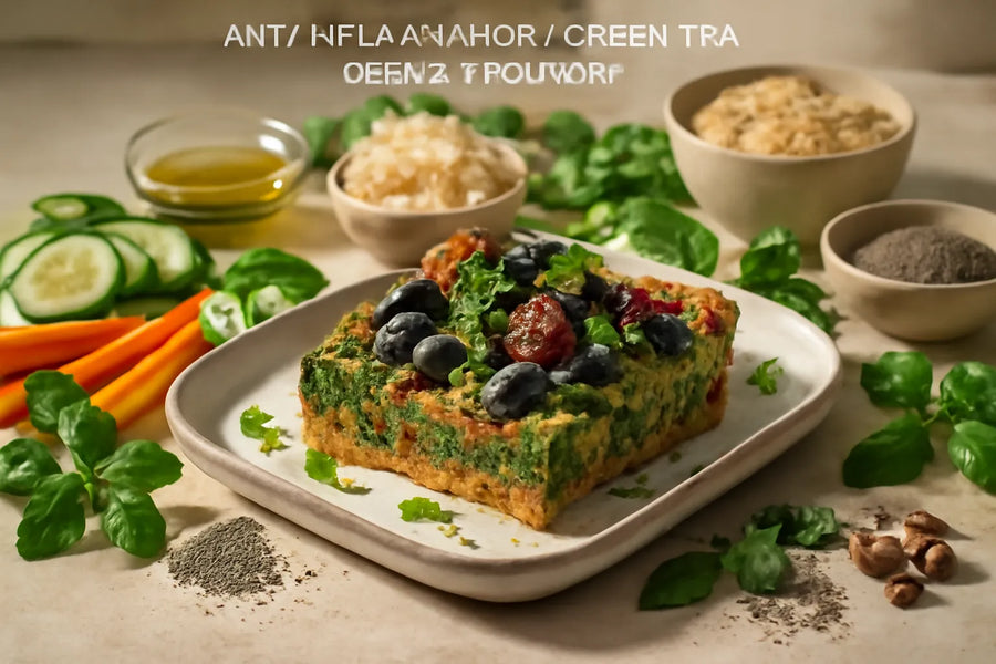Tray bake anti inflammatoire au thé vert et baies