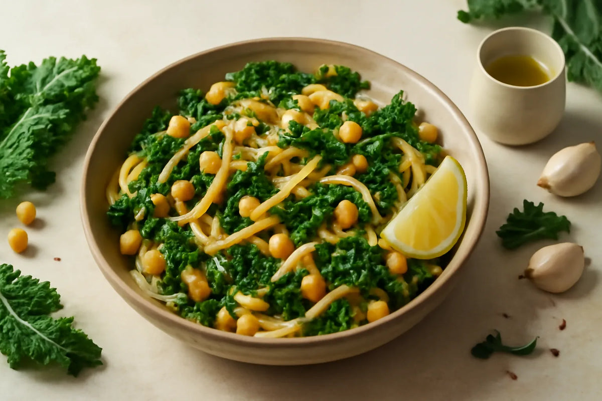 Pasta antinfiammatoria con cavolo riccio e ceci
