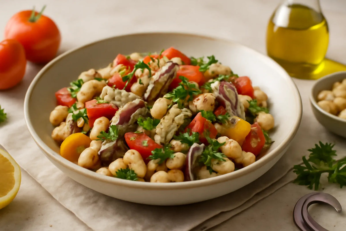 Salade anti-inflammatoire de sardines, tomates et haricots