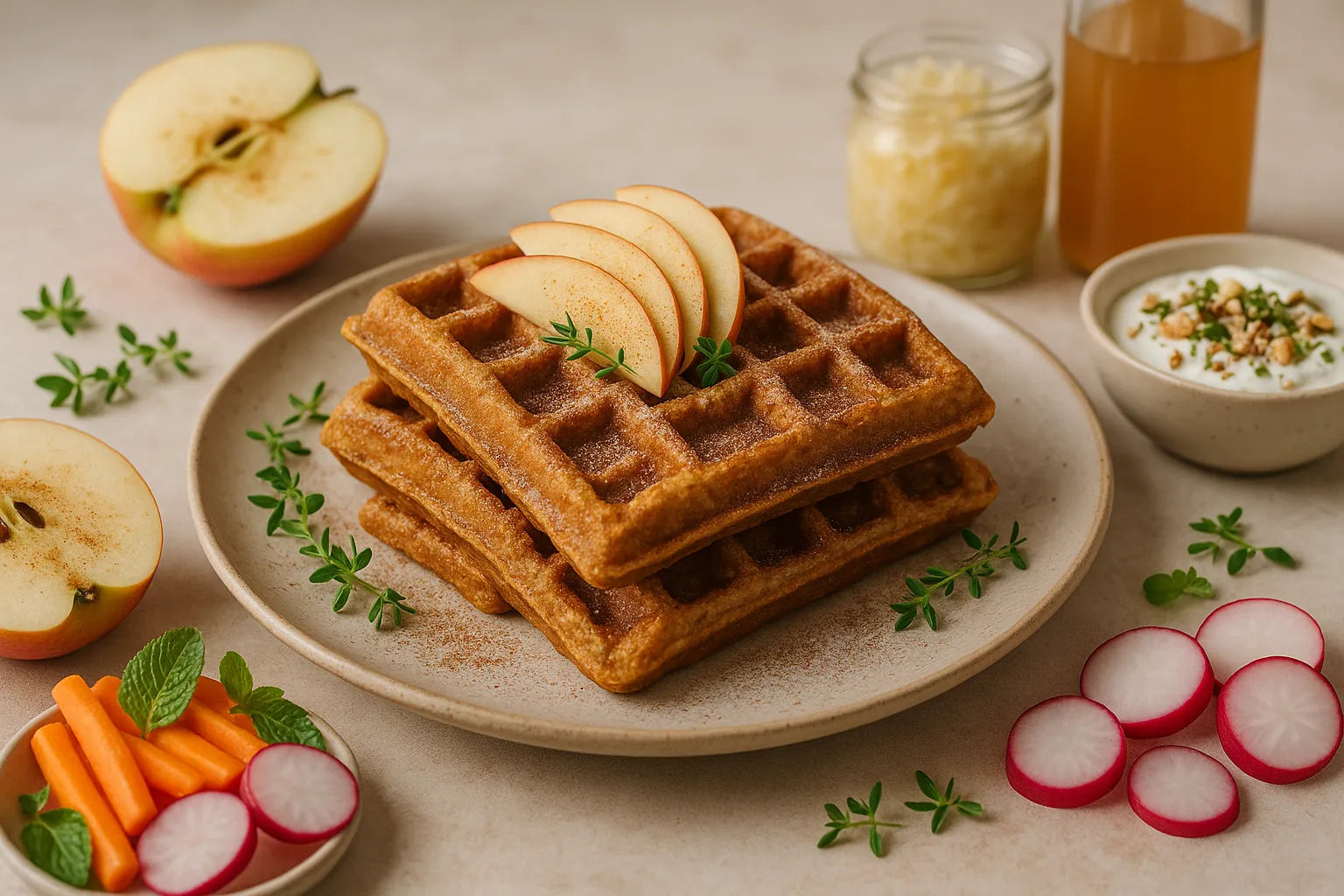 Apple Cinnamon Oat Bran Waffles