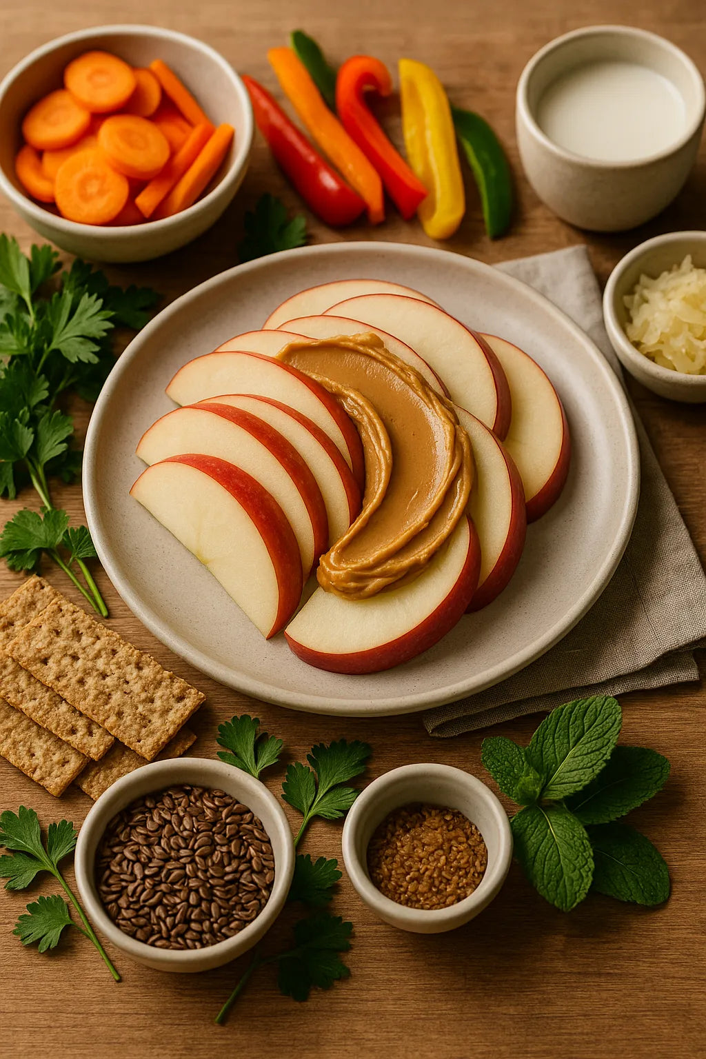 Apple slices with peanut butter