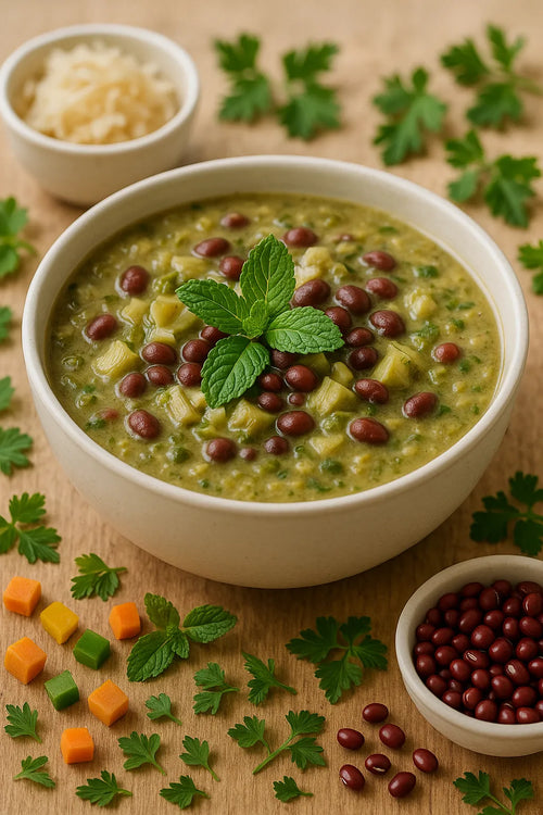 Artichoke Adzuki Bean Soup with Fresh Mint