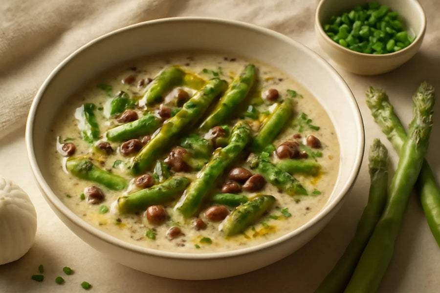 Asparagus Adzuki Bean Soup with Fresh Chives