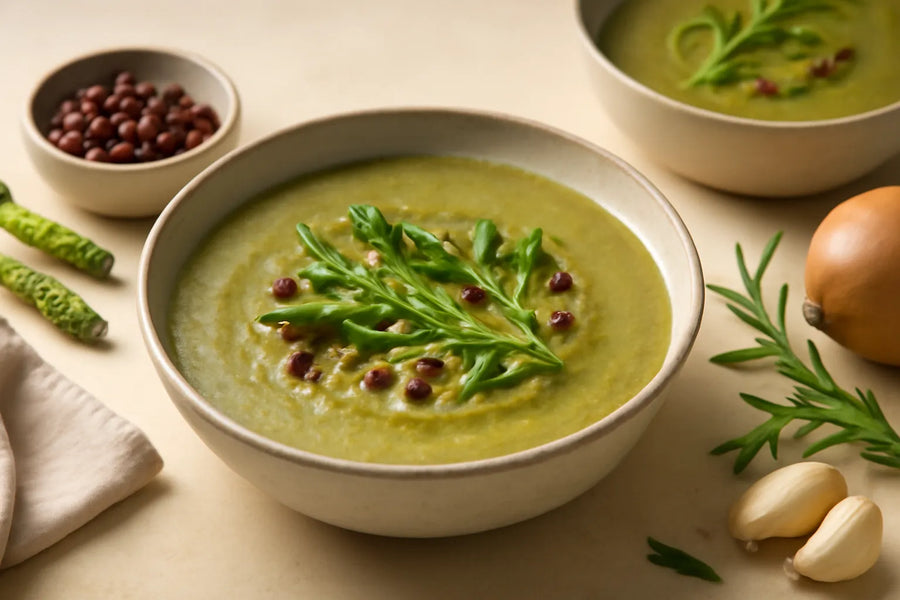 Asparagus Adzuki Bean Soup with Fresh Tarragon