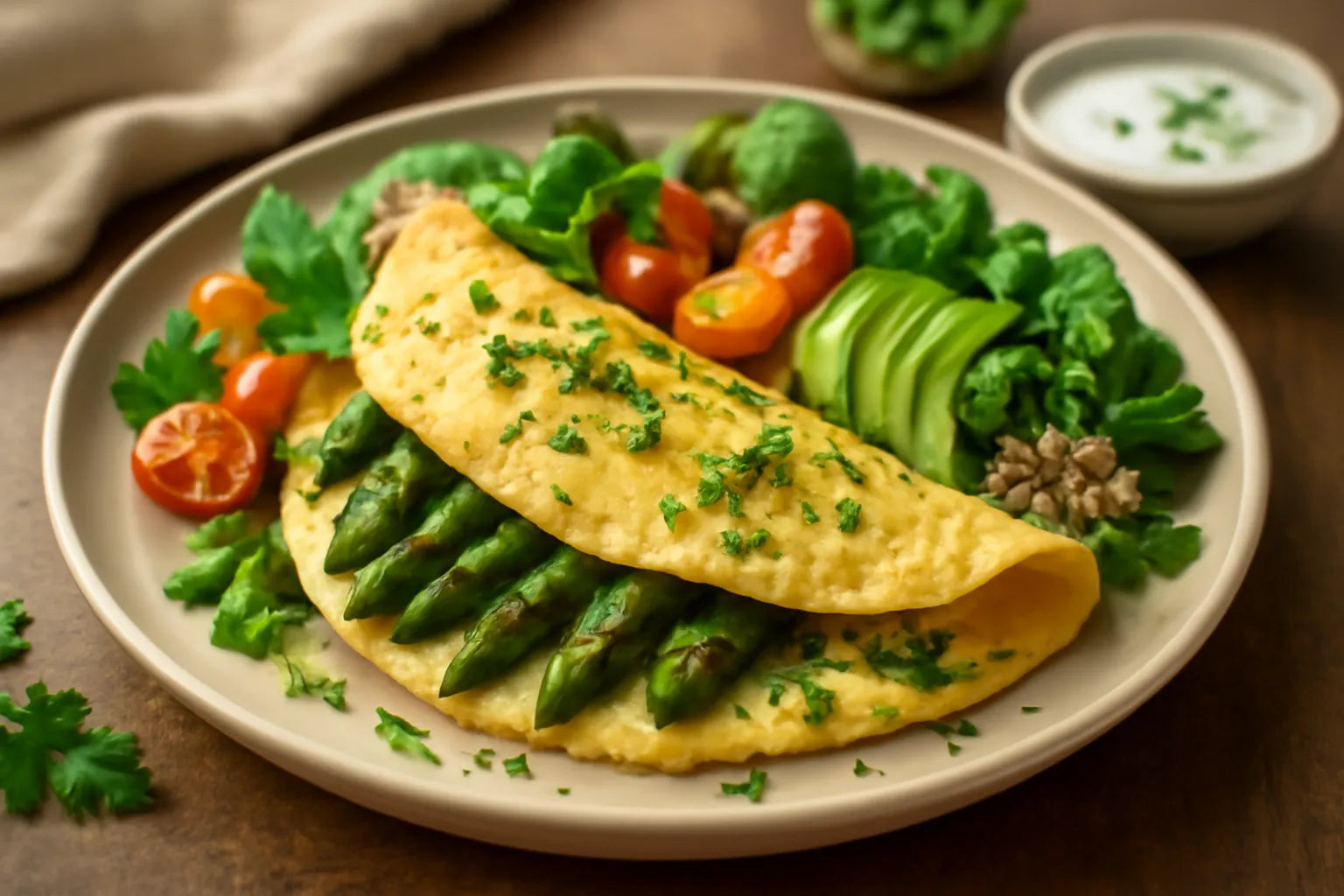 Asperge-omelet met kruiden