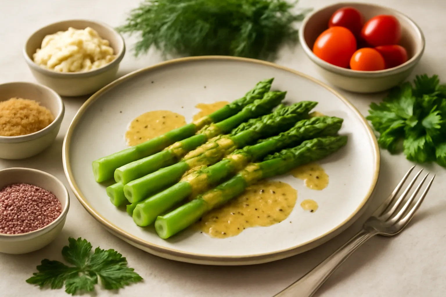 Asparagus with mustard vinaigrette