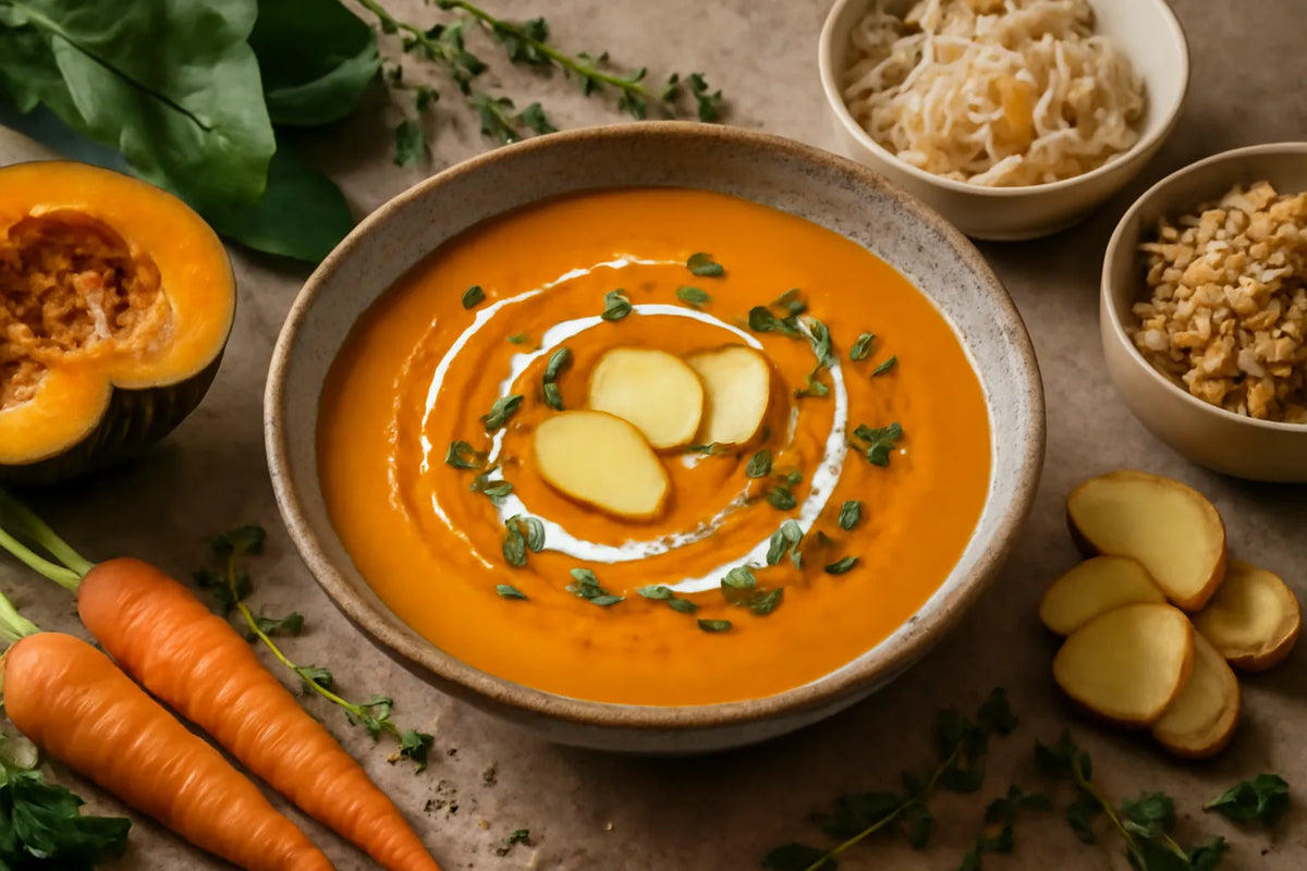 Autumn pumpkin soup with ginger