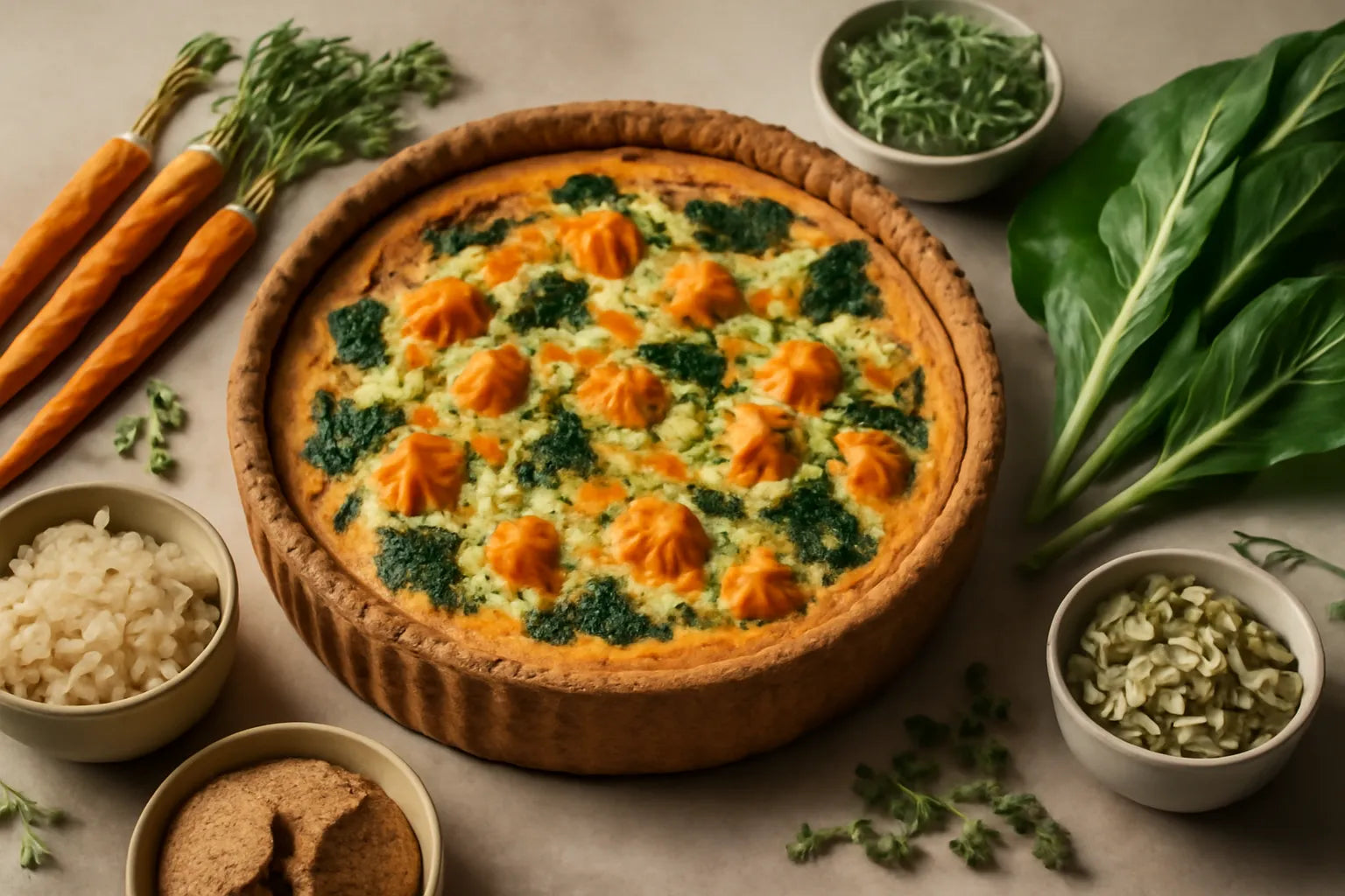 Autumn whole-grain pumpkin quiche