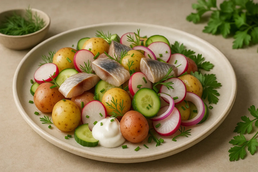 Baby potato salad with herring