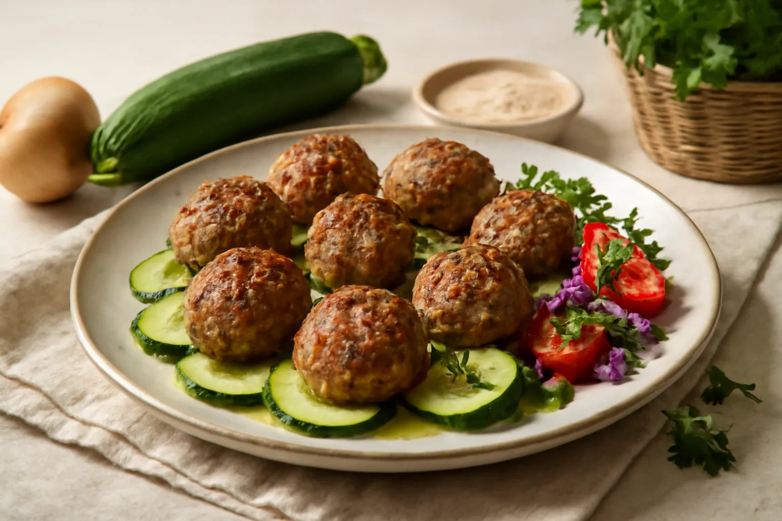 Gebakken albóndigas met courgette