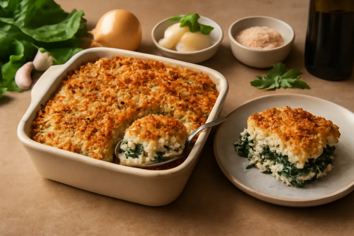Baked ricotta and spinach casserole
