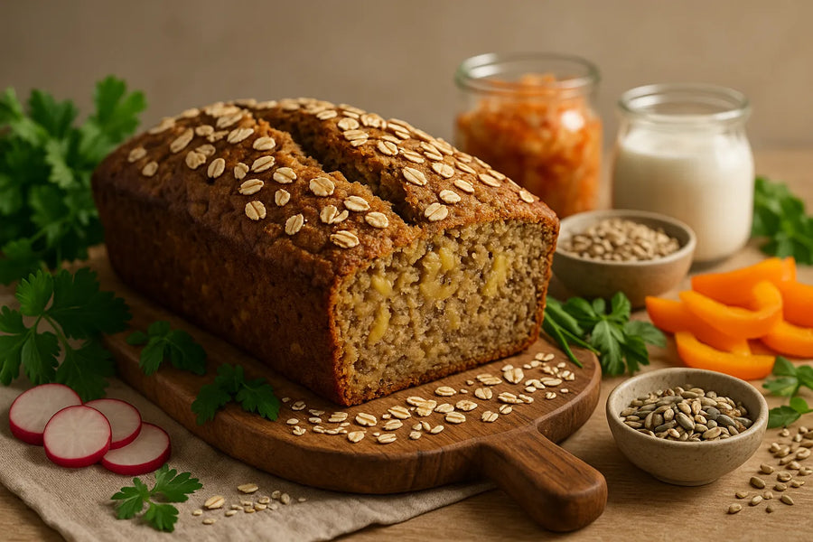 Banana bread with oats