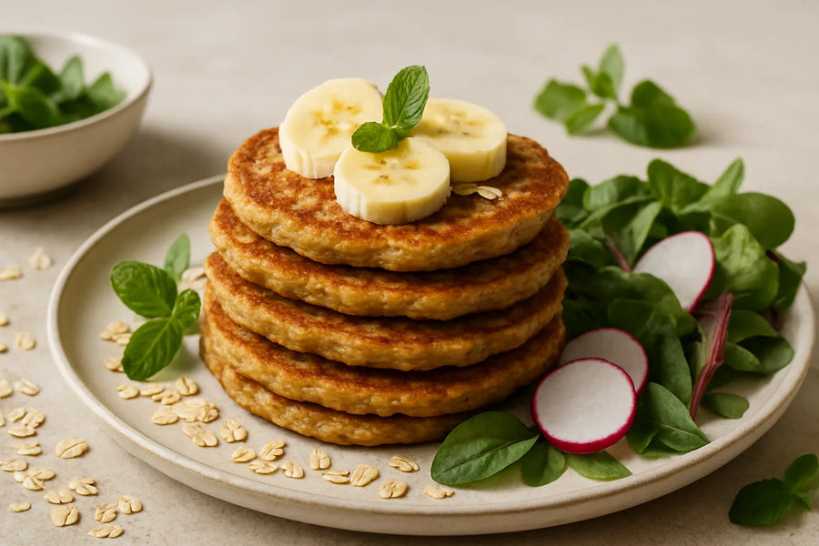 Banana egg pancakes with oats