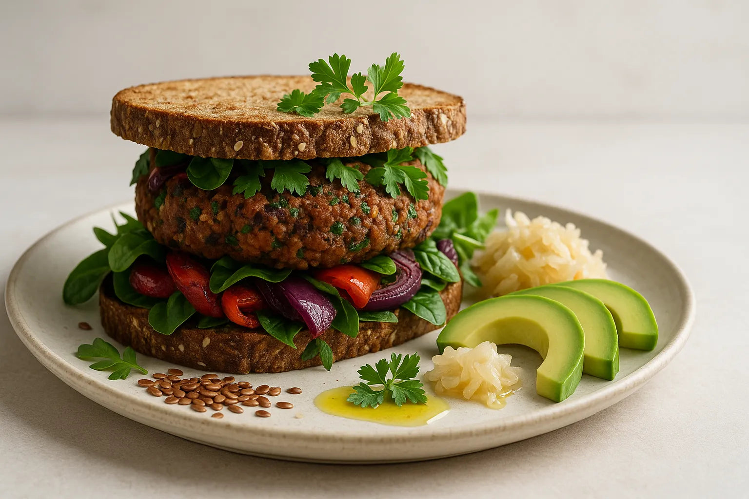 Bean burgers on whole-grain bread