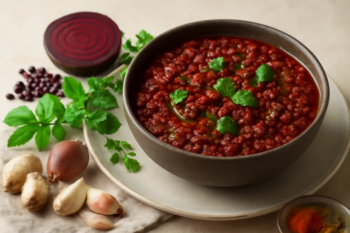 Dal di barbabietola e fagioli azuki alla paprika