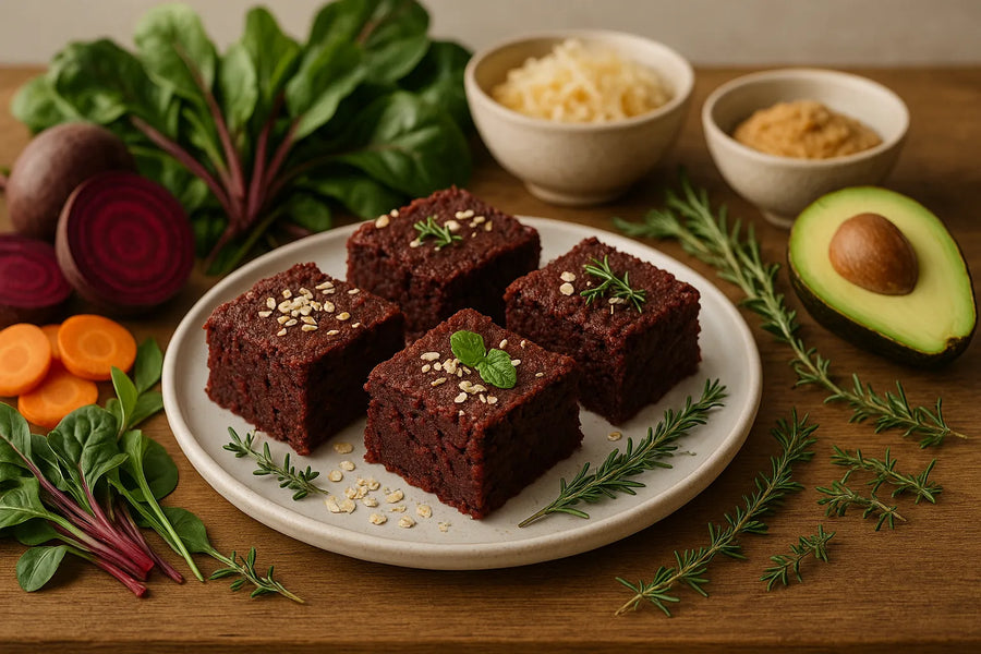 Beetroot brownies with oats