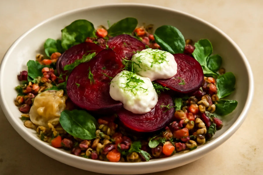 Beetroot salad with horseradish yogurt
