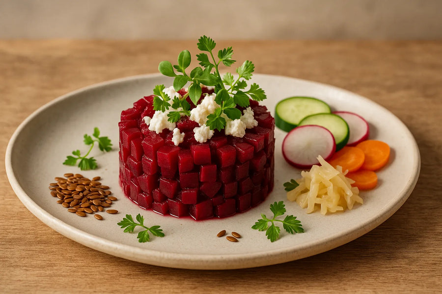 Beetroot tartare with goat cheese