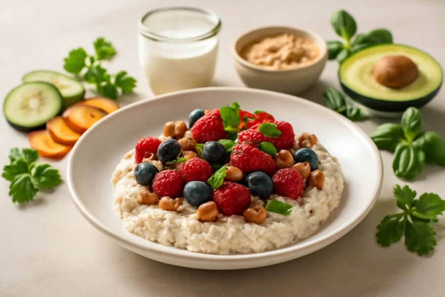 Bircher muesli with berries and walnuts