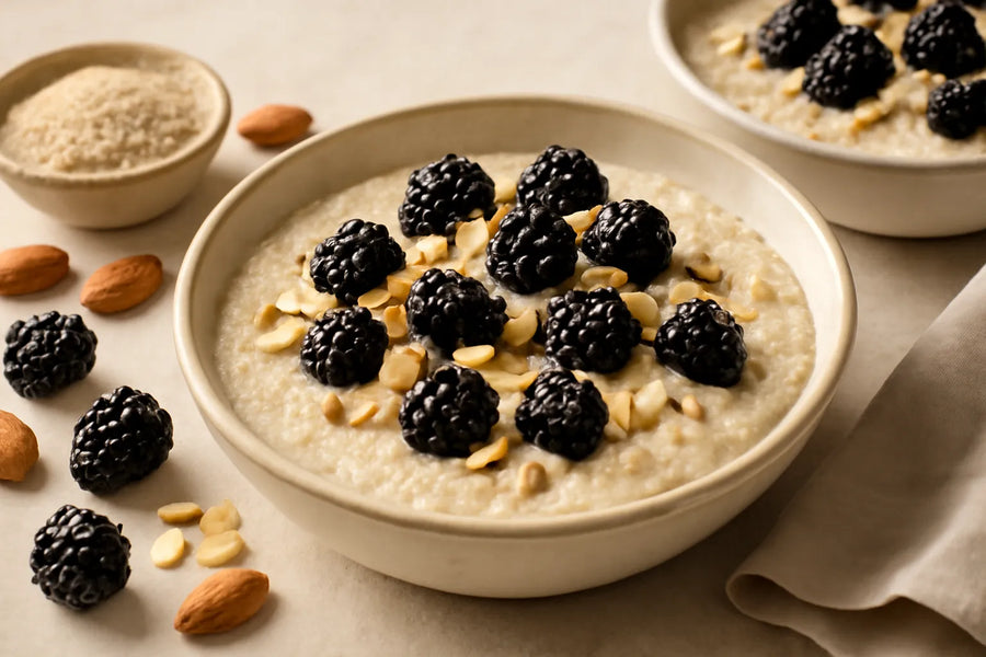 Blackberry Almond Oat Bran Breakfast Bowl