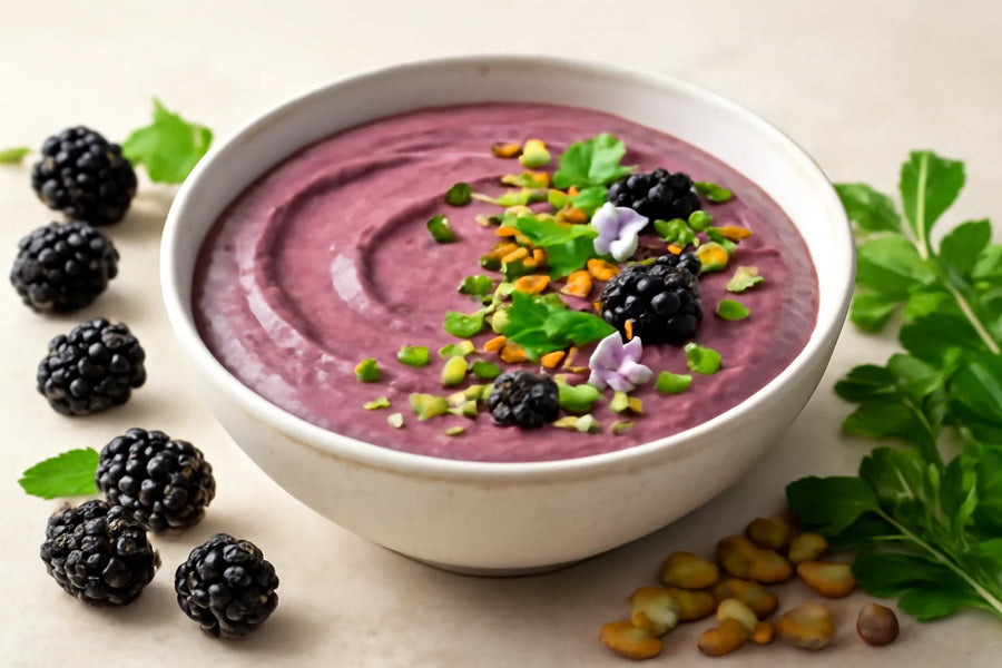 Bol smoothie au kefir à la mûre et pistache
