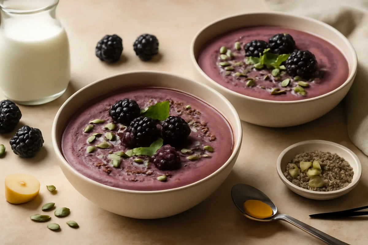 Smoothie bowl al kefir con more e semi di zucca