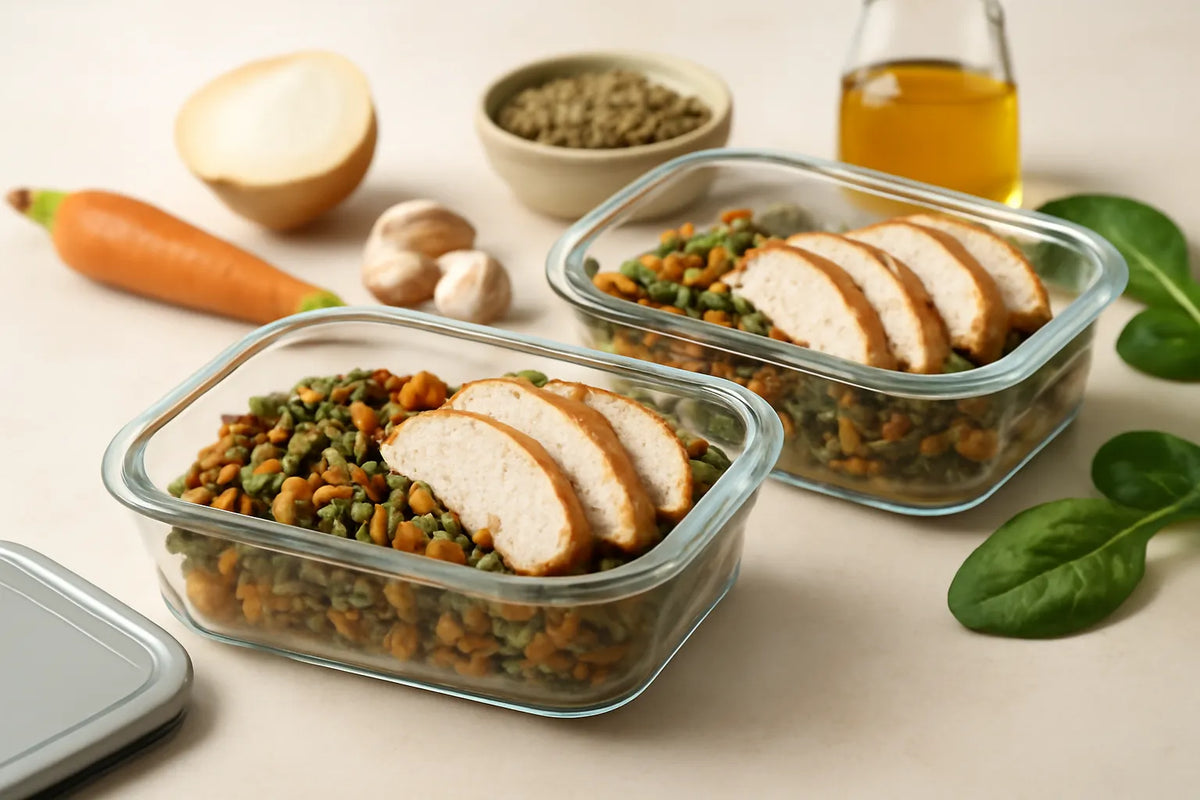 Meal prep di pollo e lenticchie adatto al controllo della glicemia