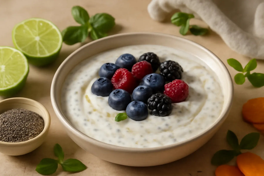 Soupe de yaourt grec au chia adaptée à la glycémie