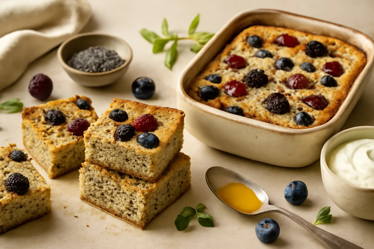 Torta in teglia con yogurt greco e chia adatta a chi presta attenzione alla glicemia