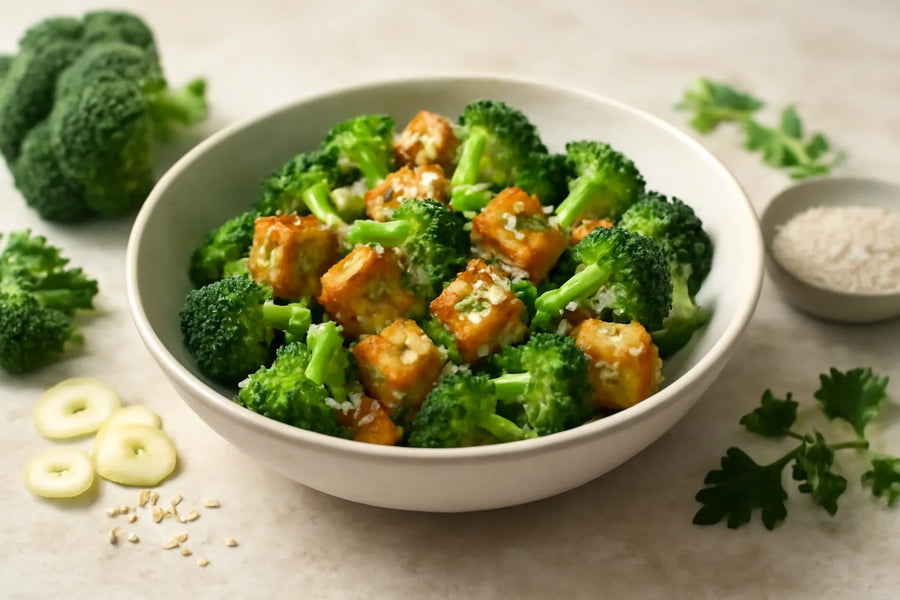 Bol tofu brocoli favorable à la glycémie