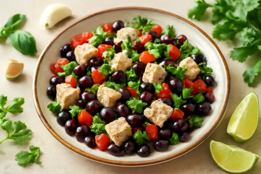 Ensalada de pavo con frijoles negros para la glucosa estable