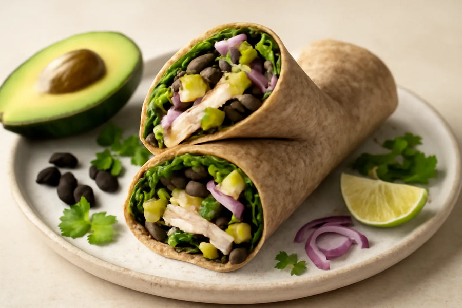 Wrap de pavo y frijoles negros apto para controlar el azúcar en sangre