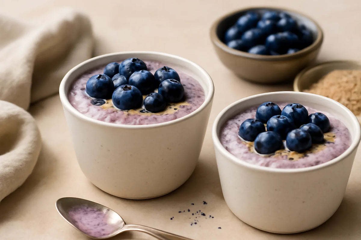 Pudding di mirtilli e grano saraceno ricchi di fibre amiche dell'intestino