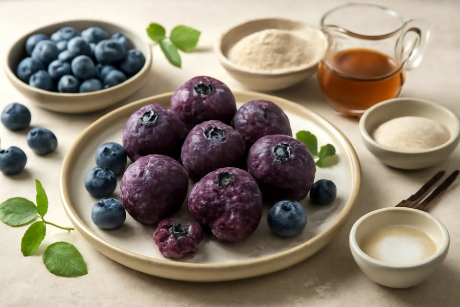 Bolitas de arándanos y trigo sarraceno con fibra beneficiosa para la salud intestinal