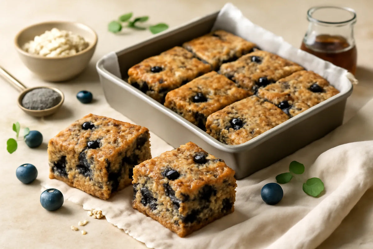 Blueberry Chia Baked Squares with Gut-Friendly Fiber