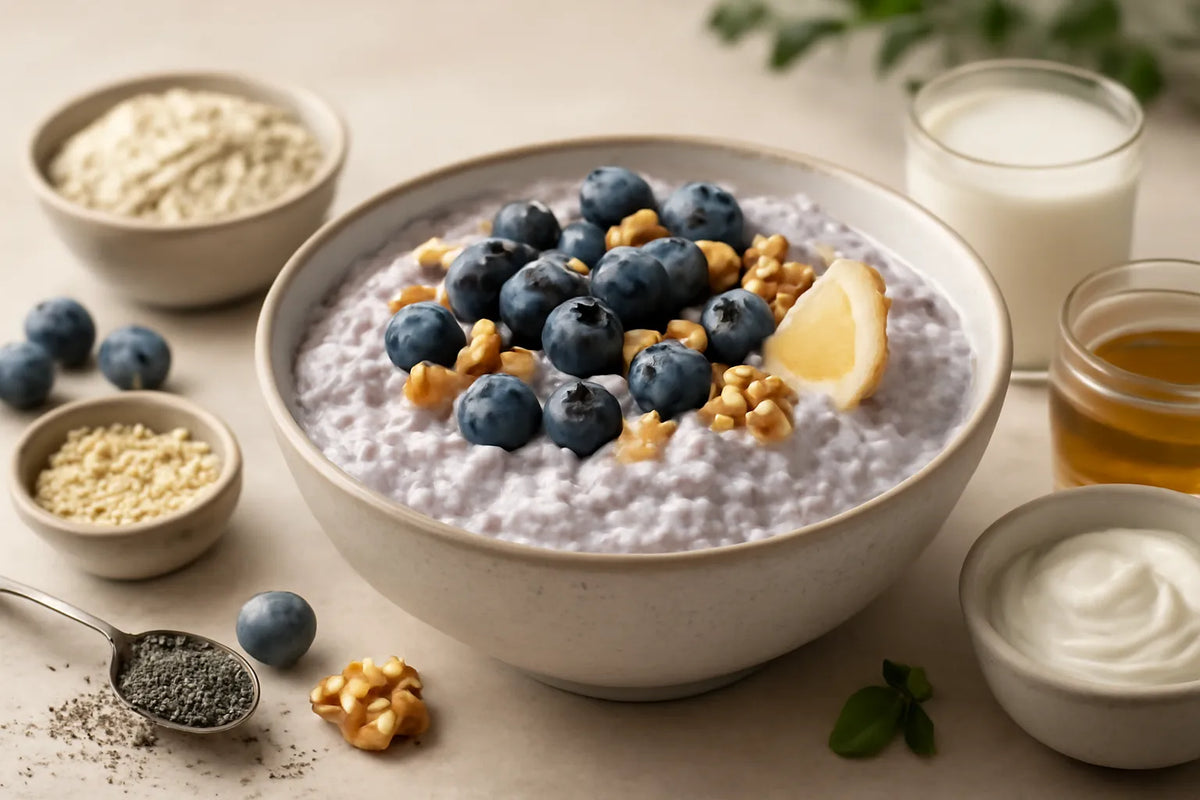 Bircher Muesli ai mirtilli e chia
